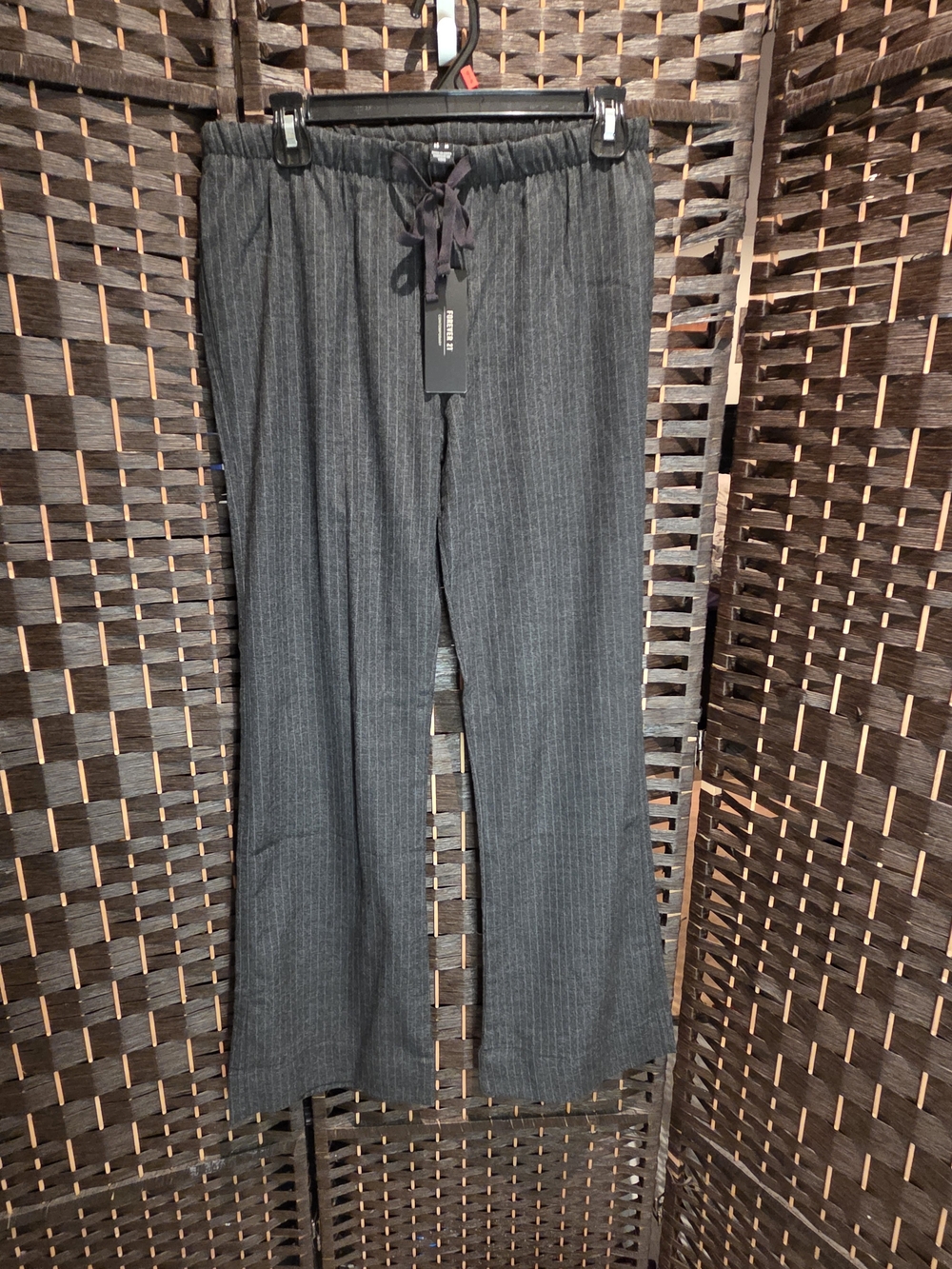 Forever 21 WoMen's Charcoal Pinstripe Drawstring Dress Pants